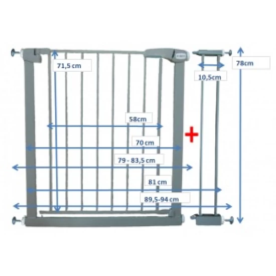 Poarta de siguranta din metal 79-94 cm R-Sport S1 - Gri