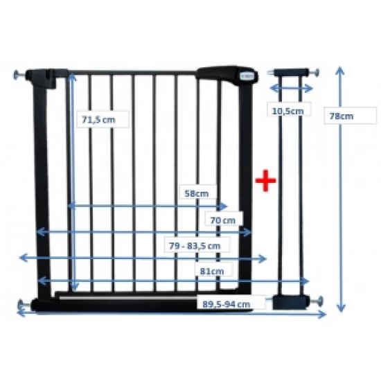Poarta de siguranta din metal 79-94 cm R-Sport S1 - Negru
