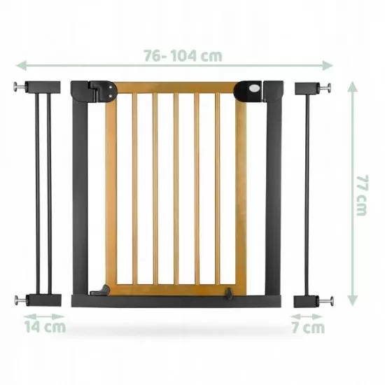 Poarta siguranta 76-104 cm Nukido - Metal + Lemn Poarta siguranta 76-104 cm Nukido - Metal + Lemn