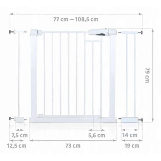 Poarta siguranta 77 - 108.5 cm Nukido 718600 - Alb Poarta siguranta 77 - 108.5 cm Nukido 718600 - Alb