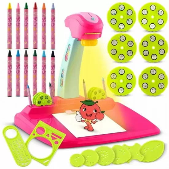 Proiector pentru desene cu accesorii incluse Ricokids 772000 - Roz Proiector pentru desene cu accesorii incluse Ricokids 772000 - Roz