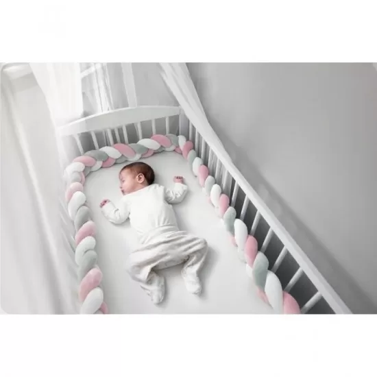 Protectie laterala pentru patut, impletita, 2 m, Ricokids 722003 - Roz Protectie laterala pentru patut, impletita, 2 m, Ricokids 722003 - Roz