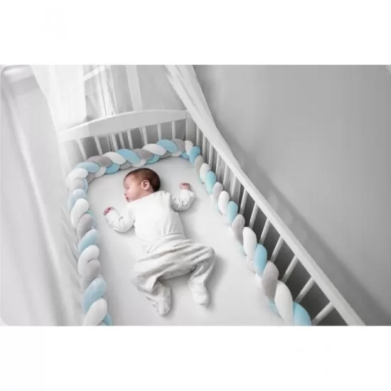 Protectie laterala pentru patut, impletita, 3 m, Ricokids 722101 - Albastru