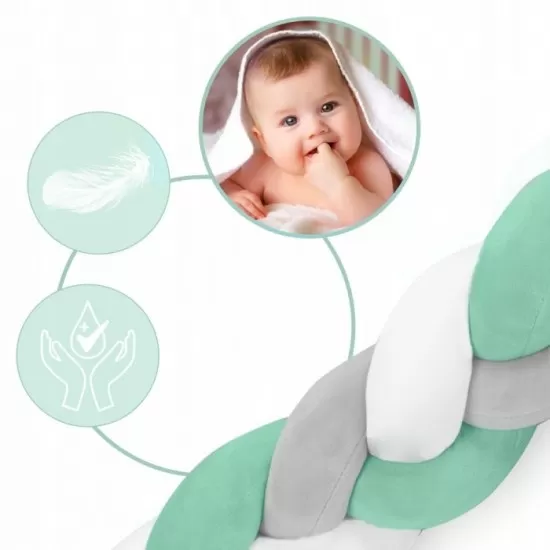 Protectie laterala pentru patut, impletita, 3 m, Ricokids 722102 - Verde Protectie laterala pentru patut, impletita, 3 m, Ricokids 722102 - Verde