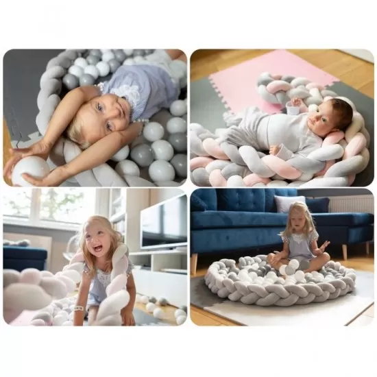 Protectie laterala pentru patut, impletita, 3 m, Ricokids 722103 - Roz Protectie laterala pentru patut, impletita, 3 m, Ricokids 722103 - Roz