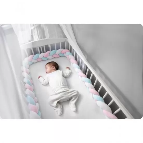 Protectie laterala pentru patut impletita 3 M Ricokids 722105 - Albastru - Roz