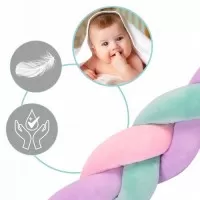 Protectie laterala pentru patut impletita 3 M Ricokids 722106 - Roz - Mov - Turcoaz