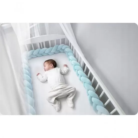 Protectie laterala pentru patut, impletita, 3 M, Ricokids 722111 - Albastru