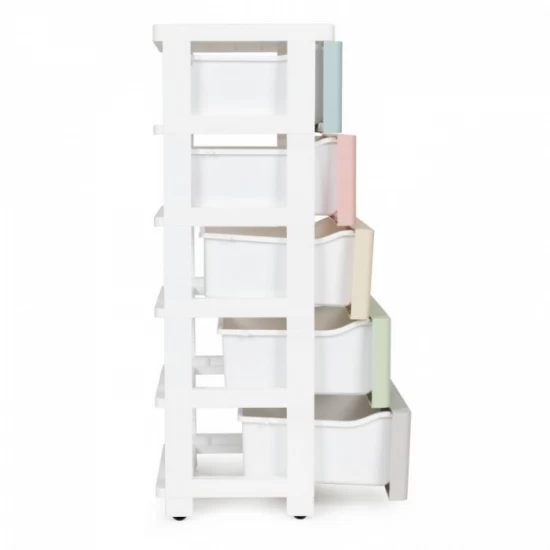 Raft pe roti cu 5 compartimente pentru depozitarea jucariilor ModernHome - Multicolor