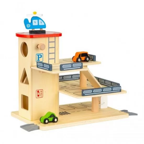 Rampa cu garaj, lift din lemn si masinute Ecotoys Rampa cu garaj, lift din lemn si masinute Ecotoys