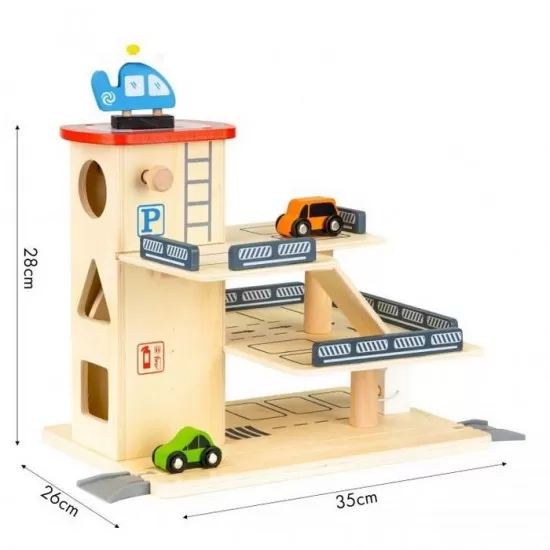 Rampa cu garaj, lift din lemn si masinute Ecotoys Rampa cu garaj, lift din lemn si masinute Ecotoys
