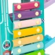 Rampa din lemn cu 6 masinute si tambal Ecotoys ME115 Rampa din lemn cu 6 masinute si tambal Ecotoys ME115