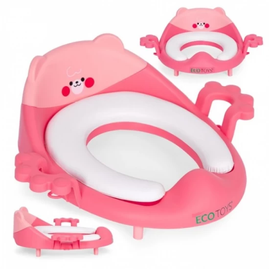 Reductor toaleta cu manere pentru copii Ecotoys PP104 - Roz Reductor toaleta cu manere pentru copii Ecotoys PP104 - Roz