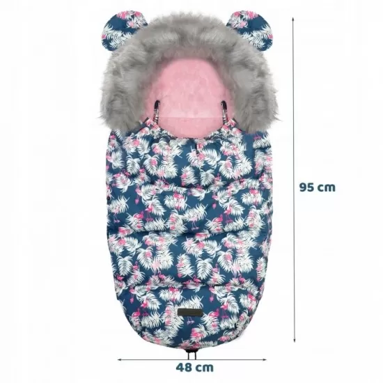 Sac de dormit Ricokids 95 x 48 cm Ricokids Elmi 720012 - Bleumarin cu flamingo
