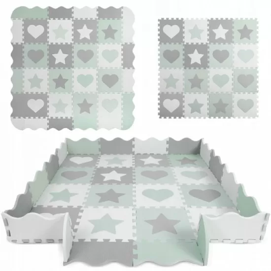 Covoras de joaca 150 X 150 cm Ricokids 7505 - Gri - Mint Covoras de joaca 150 X 150 cm Ricokids 7505 - Gri - Mint