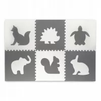 Covoras de joaca 180 x 120 cm cu animalute 6 bucati Ricokids 7490 - Gri