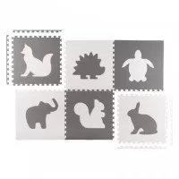 Covoras de joaca 180 x 120 cm cu animalute 6 bucati Ricokids 7491 - Gri