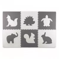 Covoras de joaca 180 x 120 cm cu animalute 6 bucati Ricokids 7491 - Gri