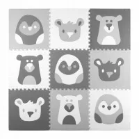 Covoras de joaca 180 X 180 cm Ricokids 7503 - Gri cu animalute