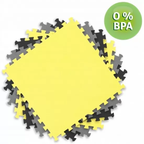 Salteluta de joaca tip puzzle 180 X 180 cm Ricokids 7497 - Galben - Gri - Negru