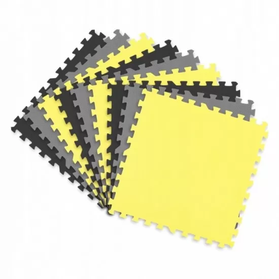 Salteluta de joaca tip puzzle 180 X 180 cm Ricokids 7497 - Galben - Gri - Negru