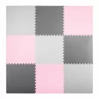 Salteluta de joaca tip puzzle 180 X 180 cm Ricokids 7498 - Roz - Gri