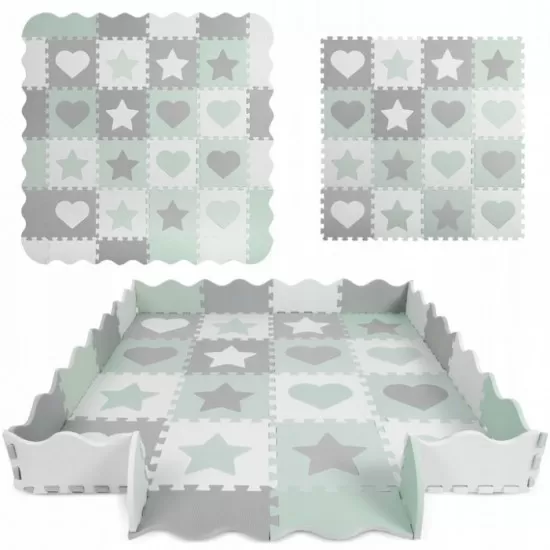 Salteluta de joaca tip puzzle cu 16 elemente pentru copii, 151 x 151 cm, Ricokids 738100 - Mint Salteluta de joaca tip puzzle cu 16 elemente pentru copii, 151 x 151 cm, Ricokids 738100 - Mint