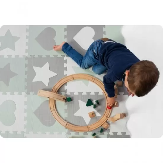 Salteluta de joaca tip puzzle cu 16 elemente pentru copii, 151 x 151 cm, Ricokids 738100 - Mint Salteluta de joaca tip puzzle cu 16 elemente pentru copii, 151 x 151 cm, Ricokids 738100 - Mint