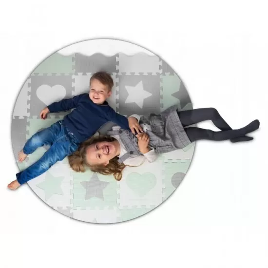 Salteluta de joaca tip puzzle cu 16 elemente pentru copii, 151 x 151 cm, Ricokids 738100 - Mint Salteluta de joaca tip puzzle cu 16 elemente pentru copii, 151 x 151 cm, Ricokids 738100 - Mint