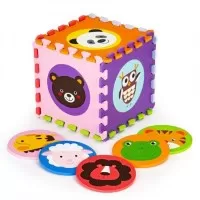 Covoras educational pentru joaca puzzle cu animale