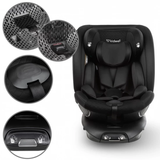 Scaun auto cu Isofix Kidwell GoCar, grupa 40-135 cm, i-Size, omologare R129 - Negru