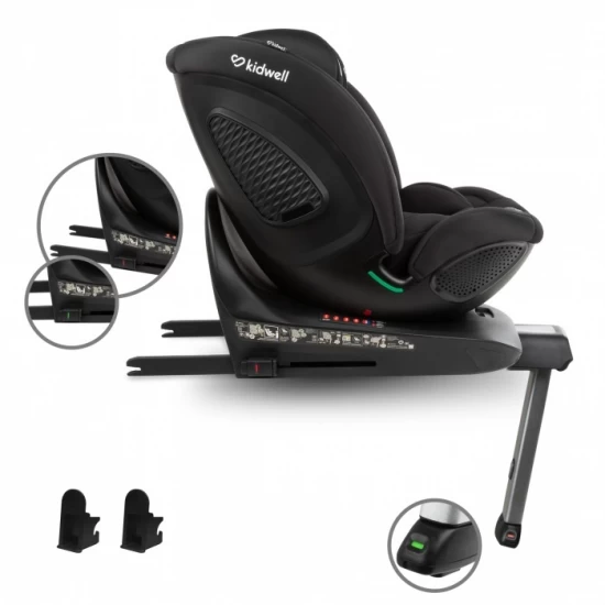 Scaun auto cu Isofix Kidwell GoCar, grupa 40-135 cm, i-Size, omologare R129 - Negru
