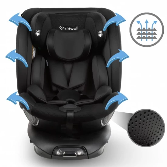 Scaun auto cu Isofix Kidwell GoCar, grupa 40-135 cm, i-Size, omologare R129 - Negru