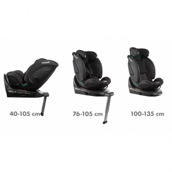 Scaun auto cu Isofix Kidwell GoCar, grupa 40-135 cm, i-Size, omologare R129 - Negru