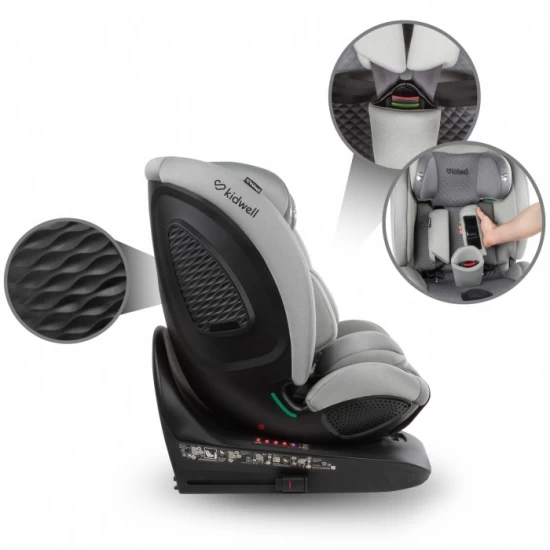 Scaun auto cu Isofix Kidwell GoCar, grupa 40-135 cm, i-Size, omologare R129 - Gri