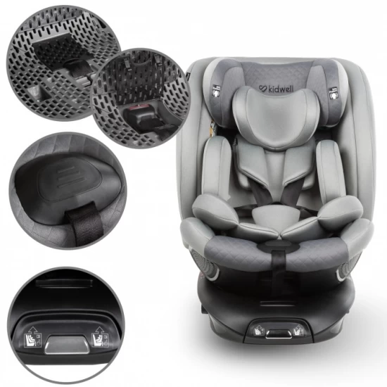 Scaun auto cu Isofix Kidwell GoCar, grupa 40-135 cm, i-Size, omologare R129 - Gri