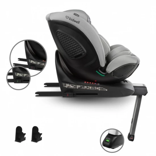 Scaun auto cu Isofix Kidwell GoCar, grupa 40-135 cm, i-Size, omologare R129 - Gri