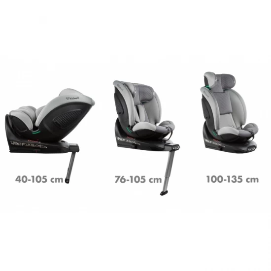 Scaun auto cu Isofix Kidwell GoCar, grupa 40-135 cm, i-Size, omologare R129 - Gri