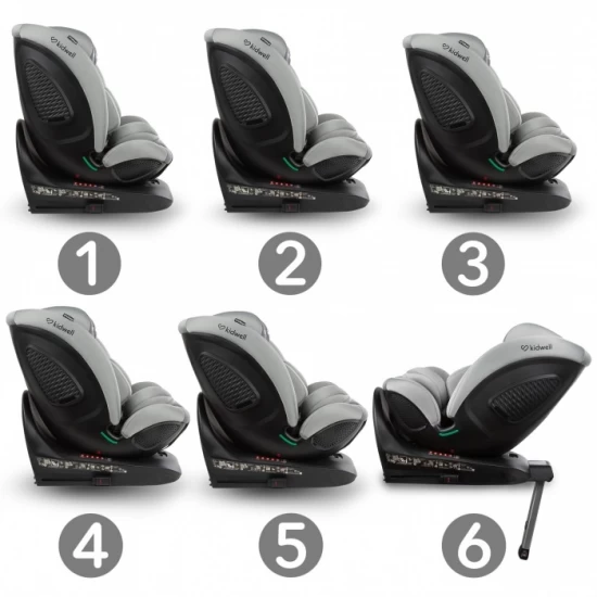 Scaun auto cu Isofix Kidwell GoCar, grupa 40-135 cm, i-Size, omologare R129 - Gri