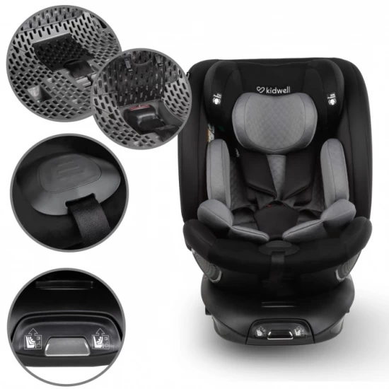 Scaun auto cu Isofix Kidwell GoCar, grupa 40-135 cm, i-Size, omologare R129 - Negru-Gri Scaun auto cu Isofix Kidwell GoCar, grupa 40-135 cm, i-Size, omologare R129 - Negru-Gri