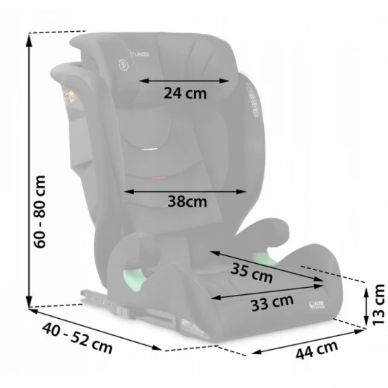 Scaun auto cu Isofix Nukido Louis Soft, Grupa 100-150 cm (15-36 Kg), i-Size, omologare R129 - Negru Scaun auto cu Isofix Nukido Louis Soft, Grupa 100-150 cm (15-36 Kg), i-Size, omologare R129 - Negru