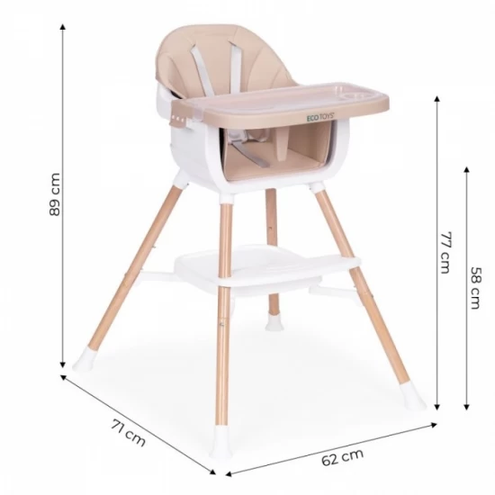 Scaun de masa 2 in 1 Ecotoys HC508 - Bej Scaun de masa 2 in 1 Ecotoys HC508 - Bej