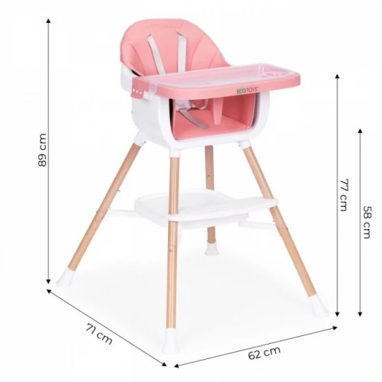 Scaun de masa 2 in 1 Ecotoys HC508 - Roz Scaun de masa 2 in 1 Ecotoys HC508 - Roz