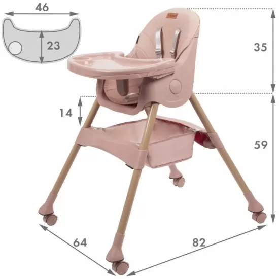 Scaun de masa 2 in 1 Kidwell Karimi - Roz Scaun de masa 2 in 1 Kidwell Karimi - Roz