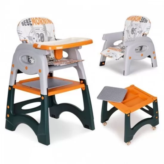 Scaun de masa 2 in 1 pentru copii Ecotoys HA-033 - Portocaliu Scaun de masa 2 in 1 pentru copii Ecotoys HA-033 - Portocaliu