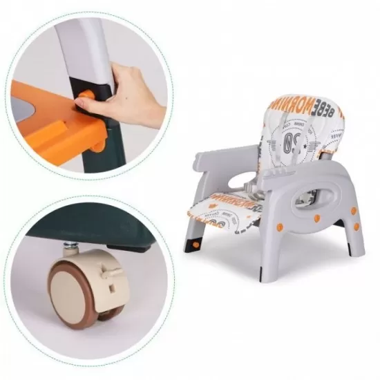 Scaun de masa 2 in 1 pentru copii Ecotoys HA-033 - Portocaliu Scaun de masa 2 in 1 pentru copii Ecotoys HA-033 - Portocaliu