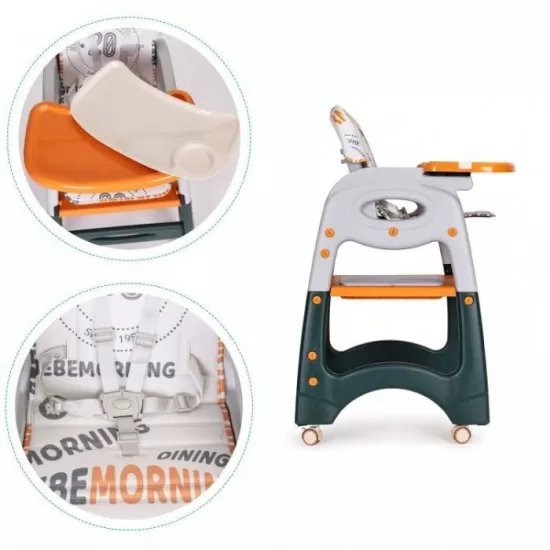 Scaun de masa 2 in 1 pentru copii Ecotoys HA-033 - Portocaliu Scaun de masa 2 in 1 pentru copii Ecotoys HA-033 - Portocaliu