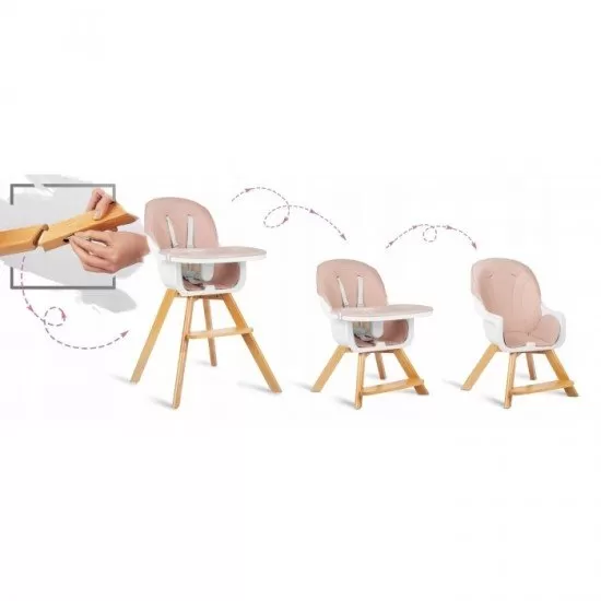 Scaun de masa 3 in 1 cu picioare din lemn 63 x 58 x 90 cm Ricokids Lilo 700203 - Roz Scaun de masa 3 in 1 cu picioare din lemn 63 x 58 x 90 cm Ricokids Lilo 700203 - Roz