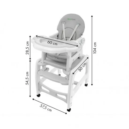 Scaun de masa 3 in 1 Ecotoys HC-223 Gri Scaun de masa 3 in 1 Ecotoys HC-223 Gri