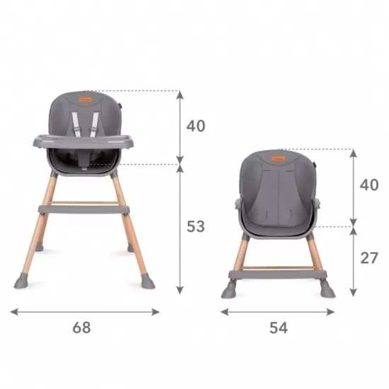 Scaun de masa 4 in 1 Kidwell Eatan Wood Gray Scaun de masa 4 in 1 Kidwell Eatan Wood Gray